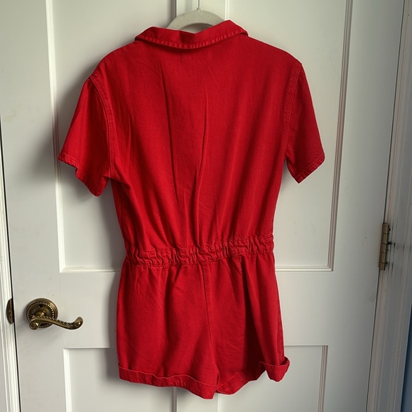 Zara Girl’s Denim Front Button Collared Romper - size: 13-14 - color: red/orange - Picture 3 of 3